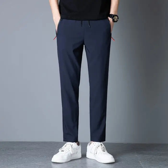 Slim fit jogger pants front view grey
