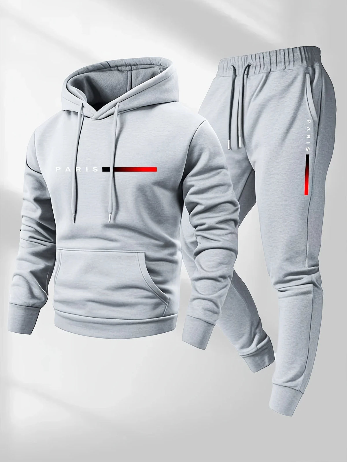 Letter print hoodie jogger set front view