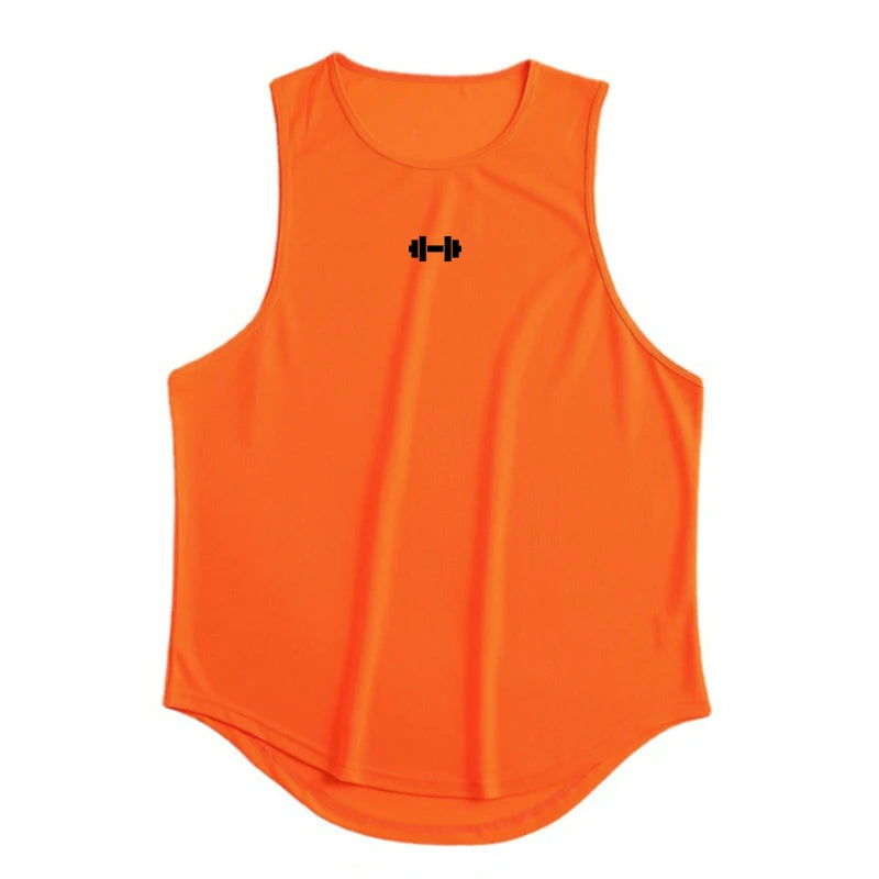 Quick-dry gym tank top front view gray