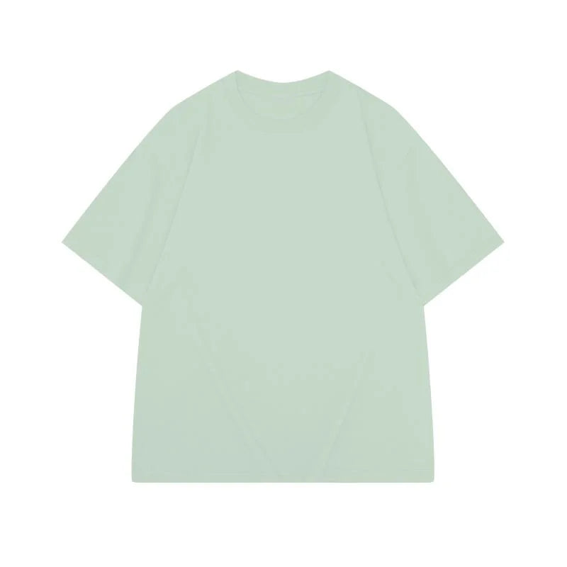 Men's heavyweight oversized drop shoulder tee worn casual outfit green