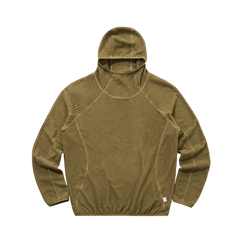 Thermal hooded sweatshirt front view black