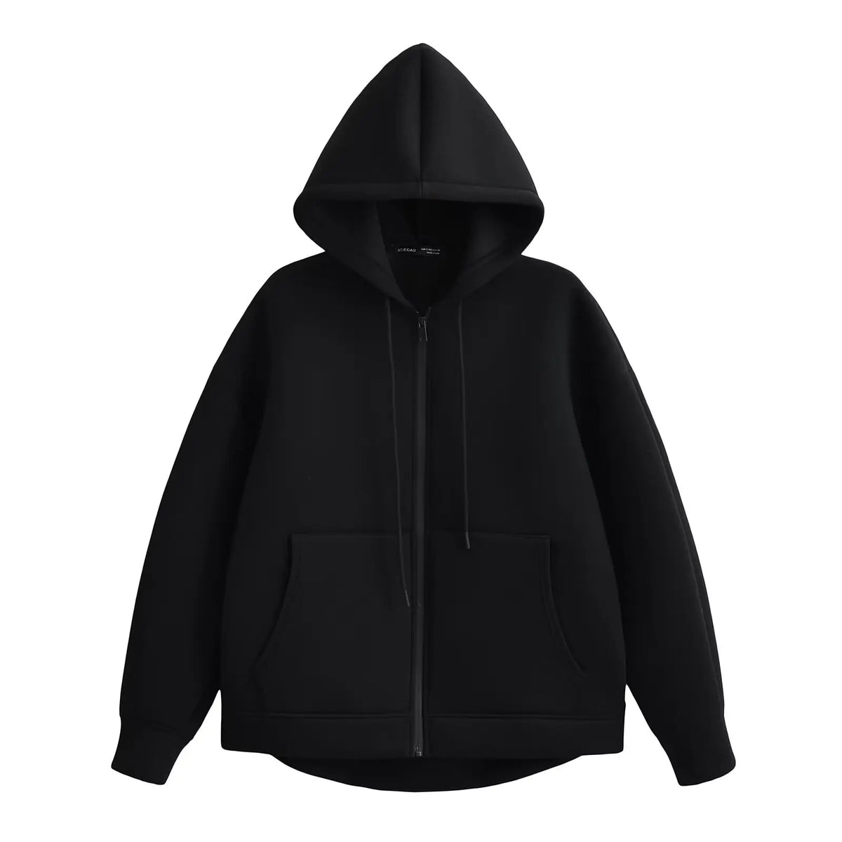 Women's zip-up hoodie jacket front view black