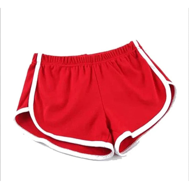 Skinny sports shorts purple flat lay close up