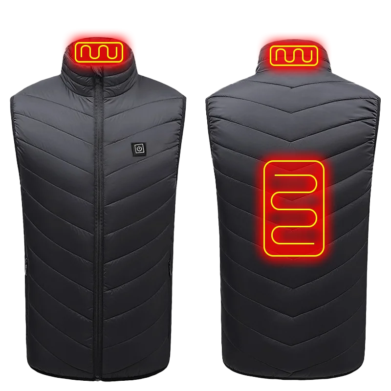 USB heated jacket front view black