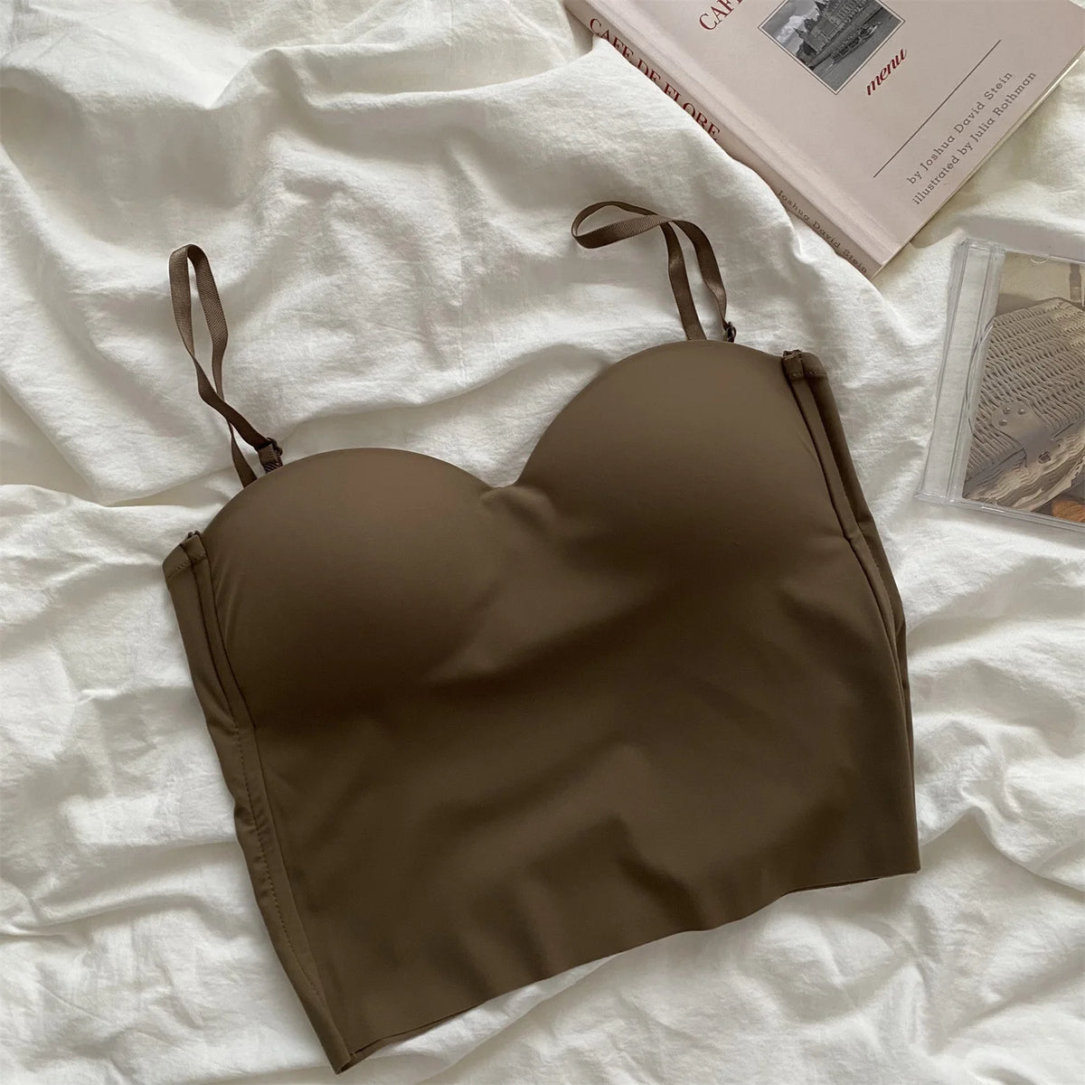 Seamless Yoga Bra Tank | Fixed Chest Pad Vest brown