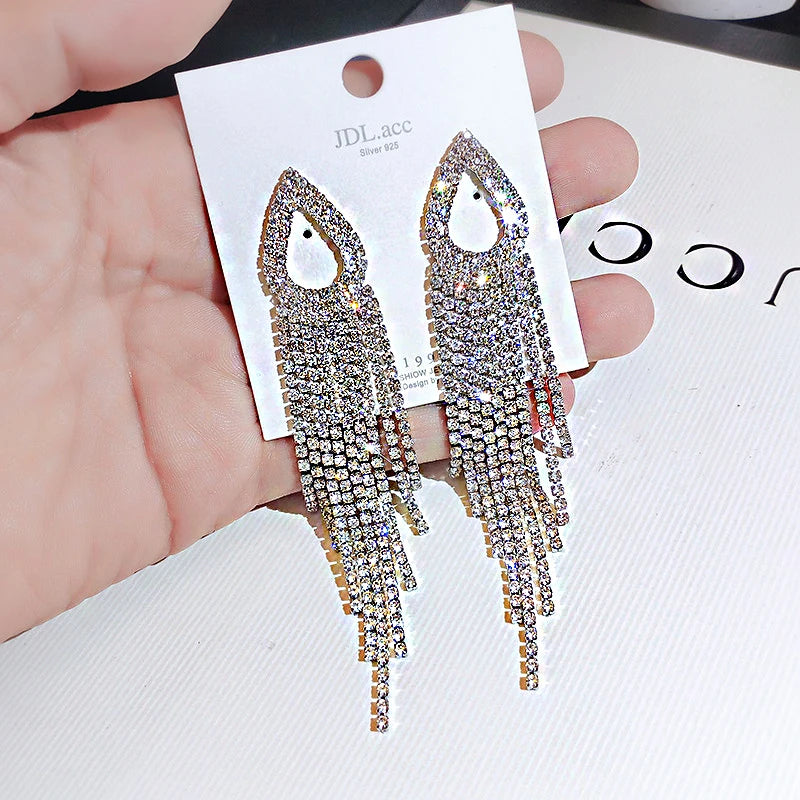 Crystal tassel drop earrings style variety display