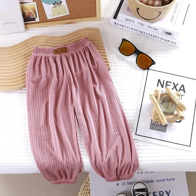 Kids breathable summer pants waistband detail