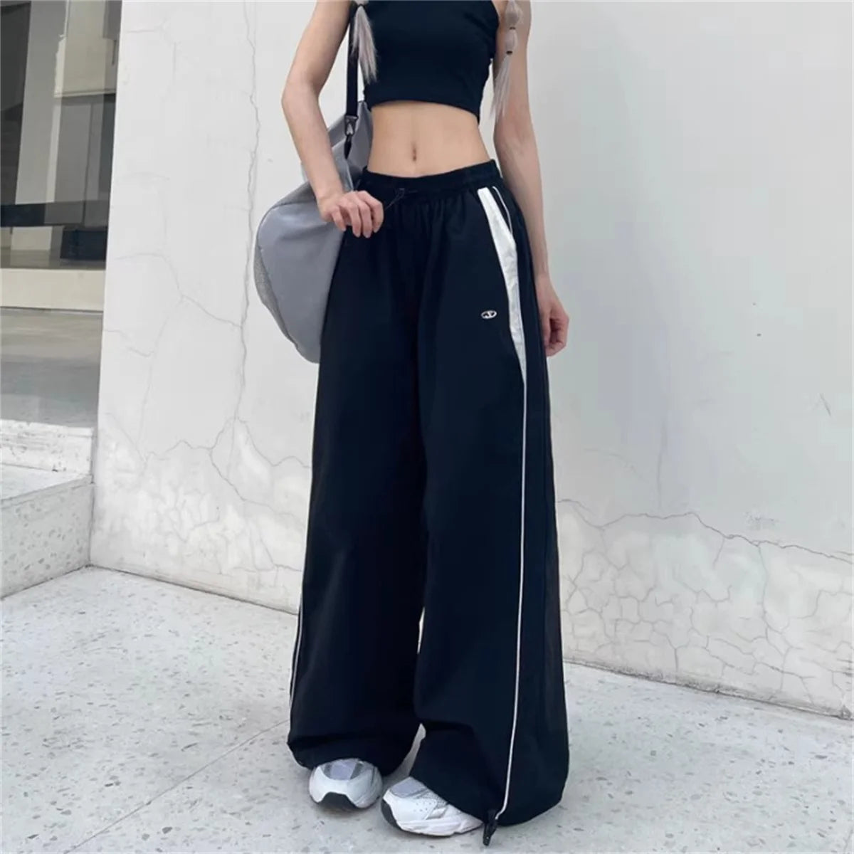 Baggy cargo pants black full length worn