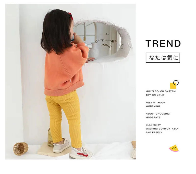Kids cotton leggings khaki color option