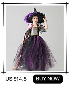 Girls Witch Halloween Costume – Spooky 3-Piece Dress Set