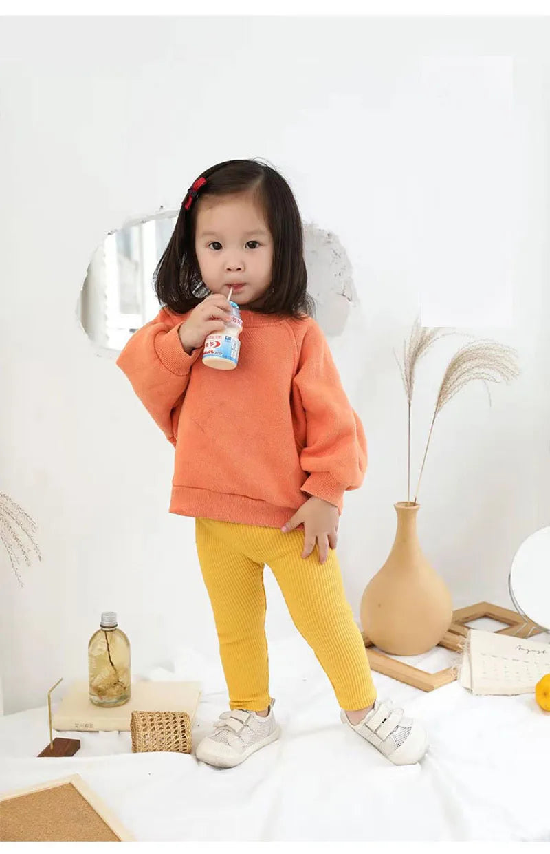Kids cotton leggings khaki color option