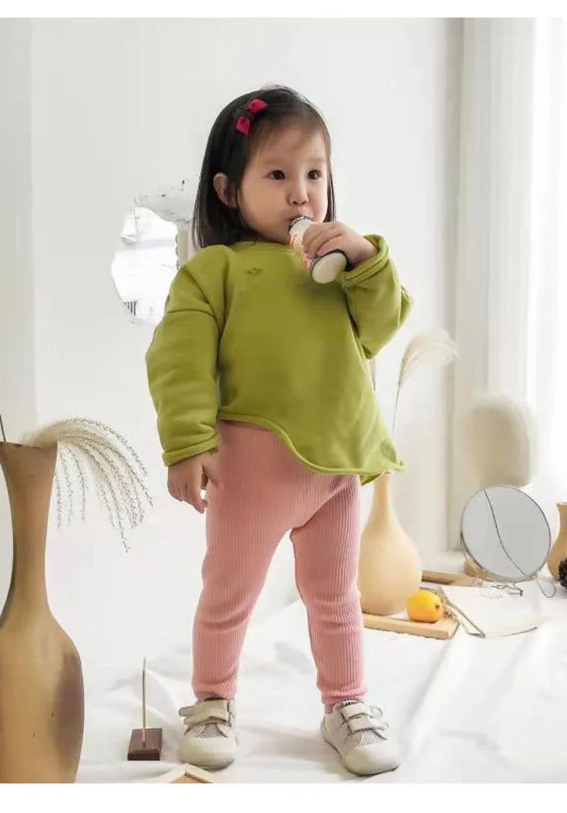 Kids cotton leggings khaki color option