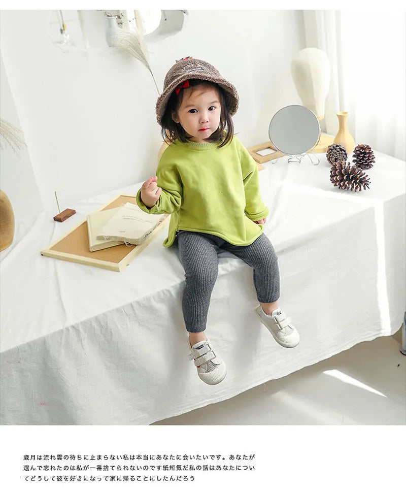 Kids cotton leggings khaki color option