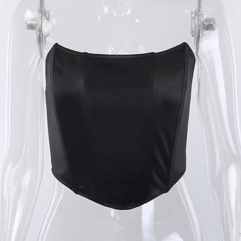 Corset crop top black flat lay front