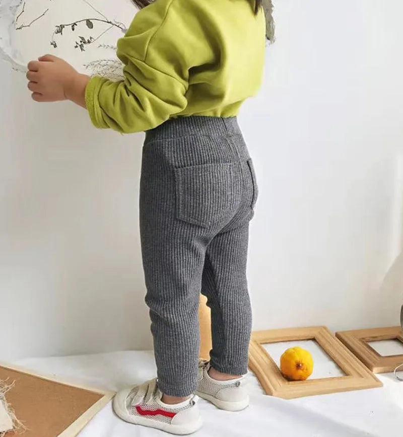 Kids cotton leggings khaki color option