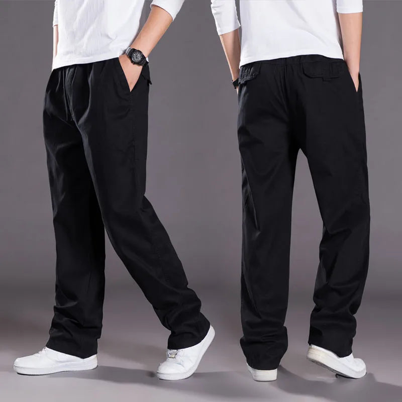 Cotton cargo pants front view taupe