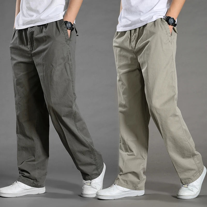 Cotton cargo pants front view taupe