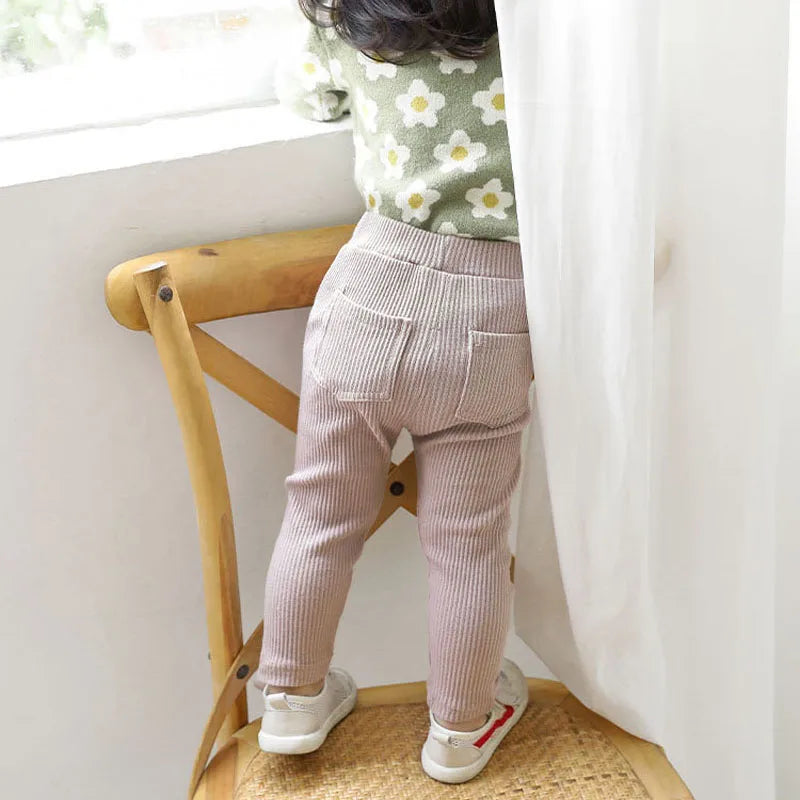 Kids cotton leggings khaki color option