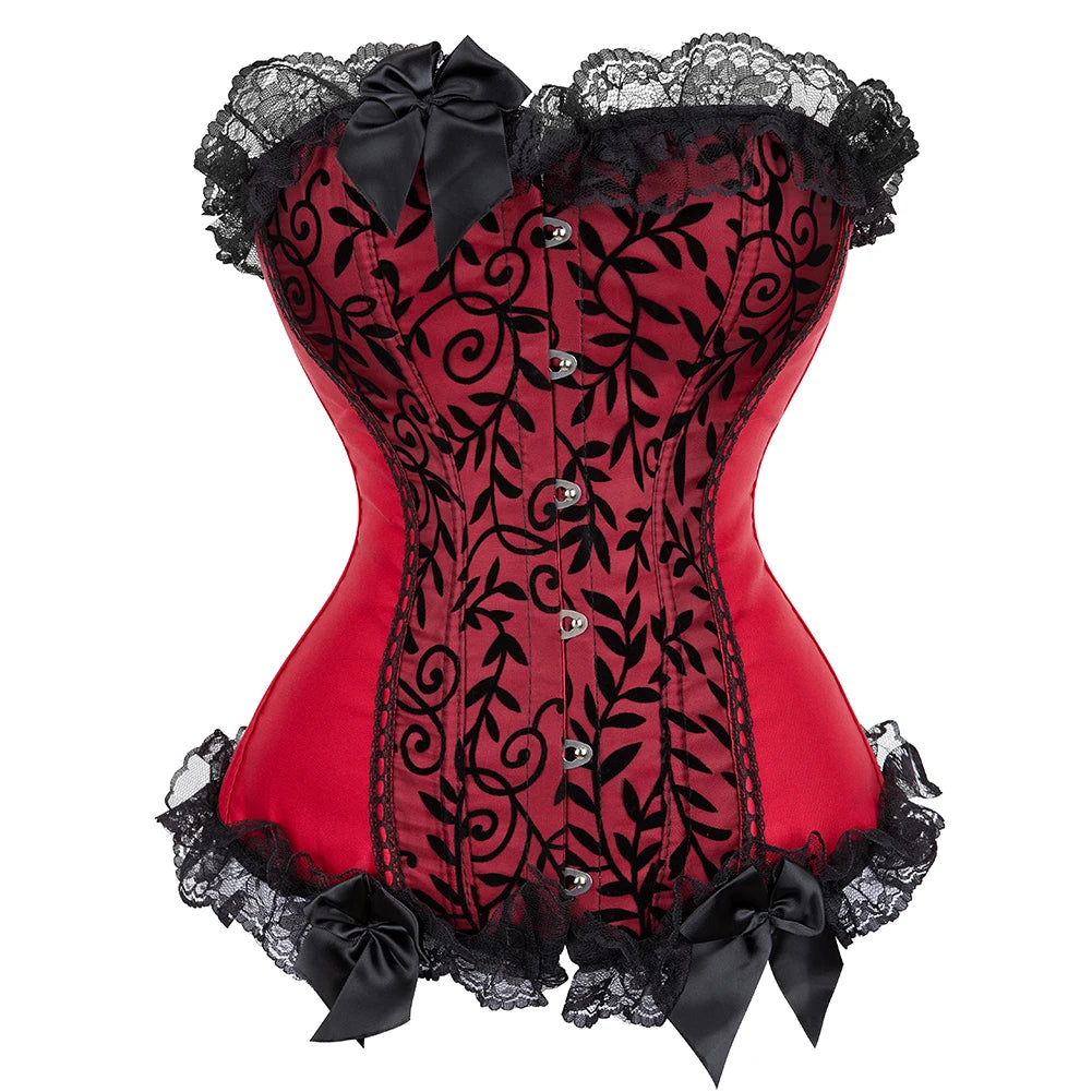 Lace-up floral corset top worn styled outfit