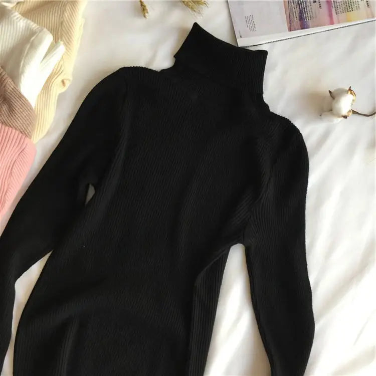 Ribbed turtleneck sweater black