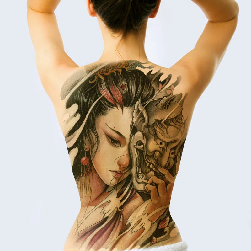 Large temporary tattoo sticker applied on arm