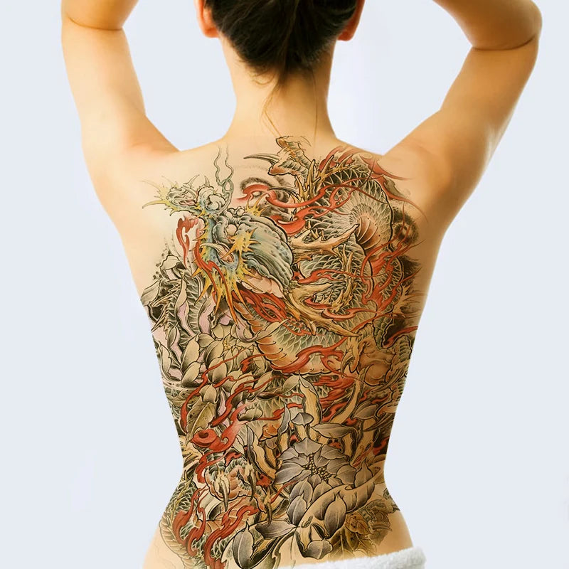 Large temporary tattoo sticker applied on arm