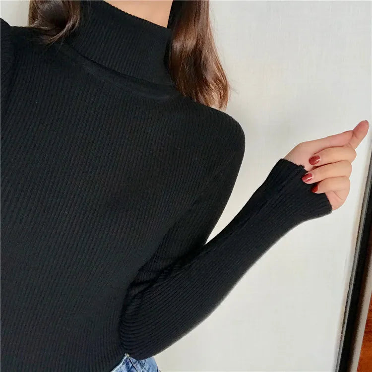 Ribbed turtleneck sweater black