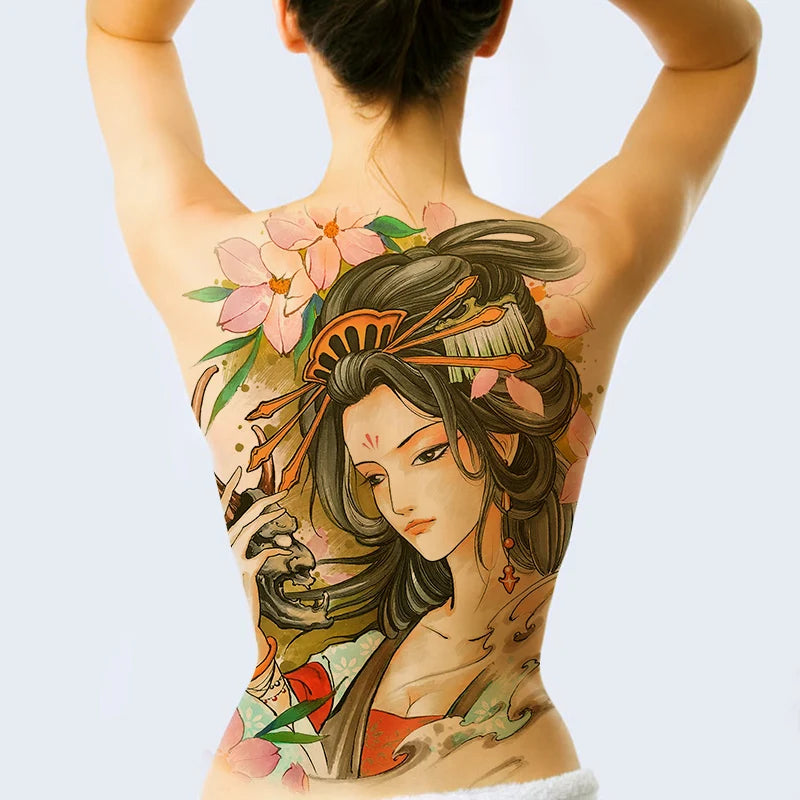 Large temporary tattoo sticker applied on arm