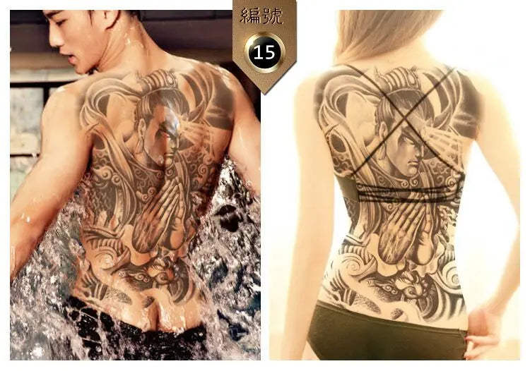Large temporary tattoo sticker applied on arm