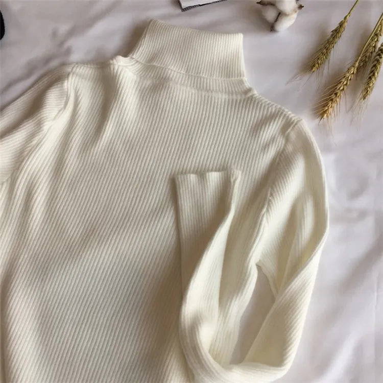 Ribbed turtleneck sweater Yellow