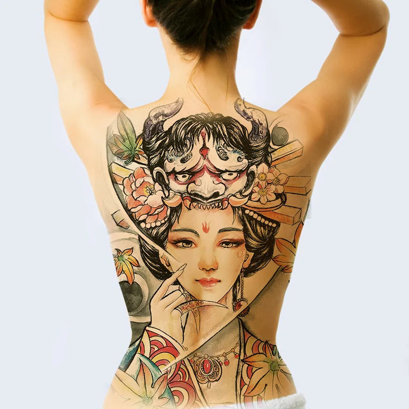 Large temporary tattoo sticker applied on arm