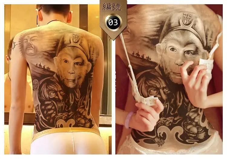 Large temporary tattoo sticker applied on arm