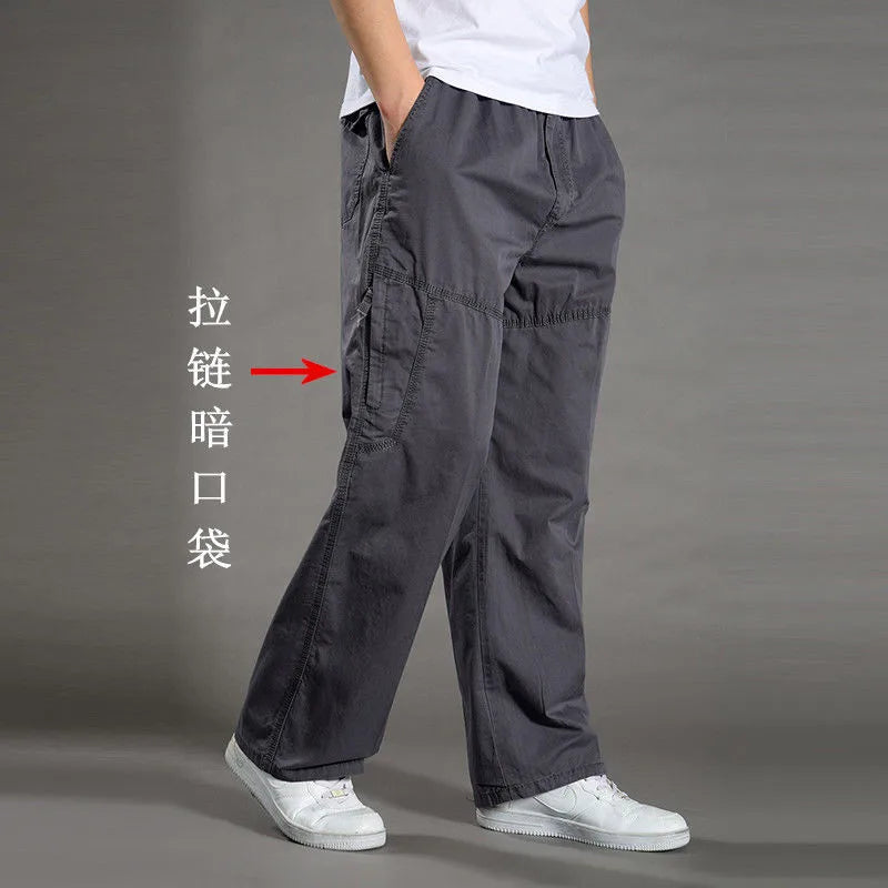 Cotton cargo pants front view taupe