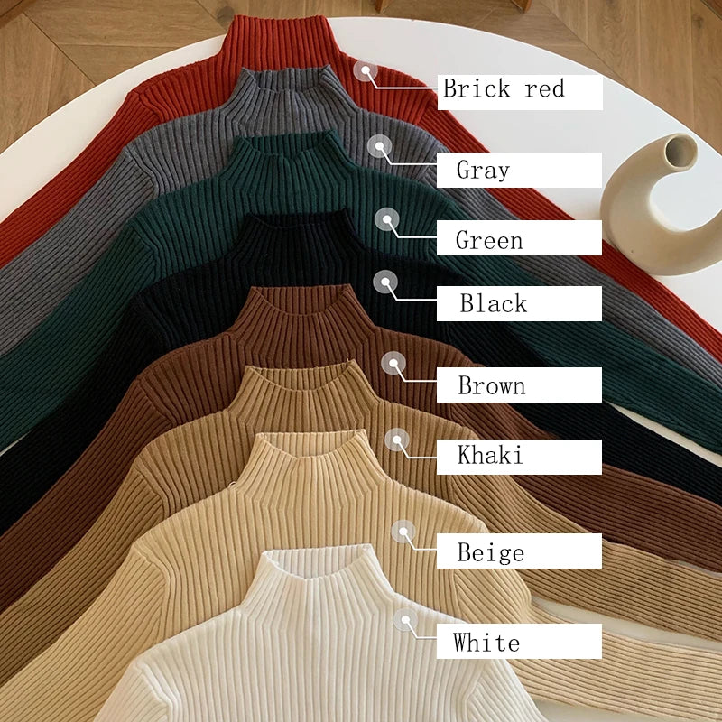 Slim turtleneck sweater rolled color swatches