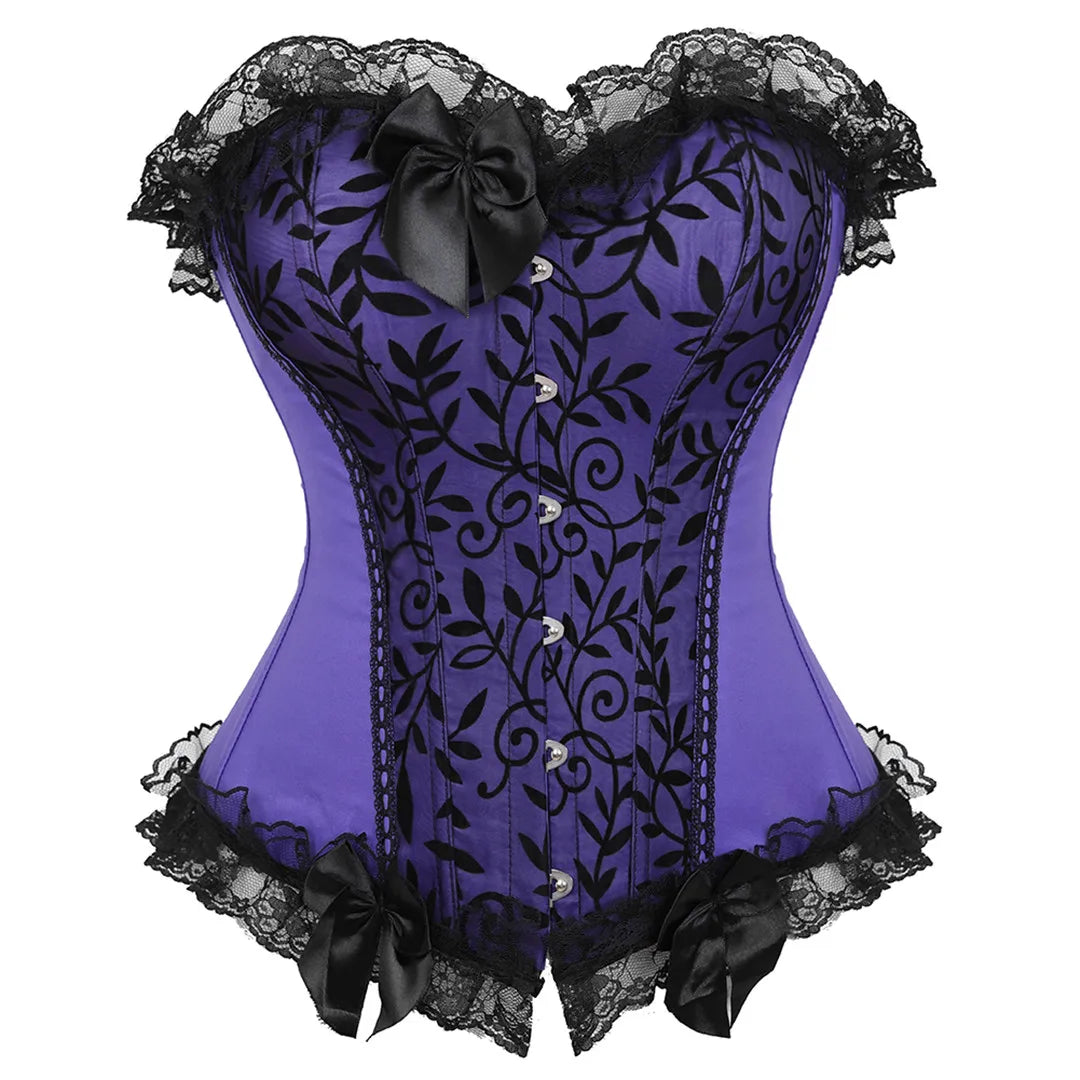 Lace-up floral corset top worn styled outfit