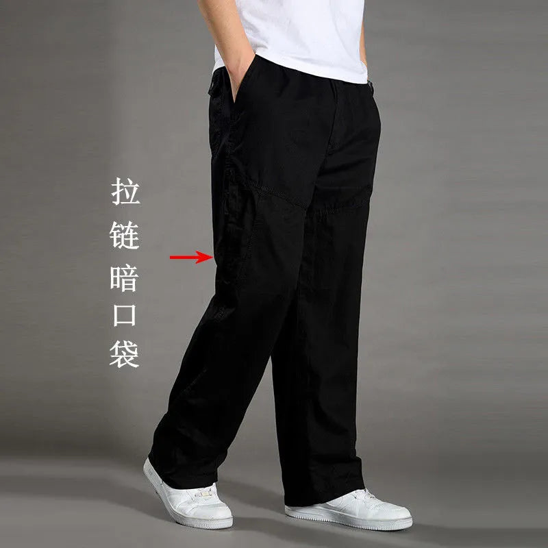 Cotton cargo pants front view taupe