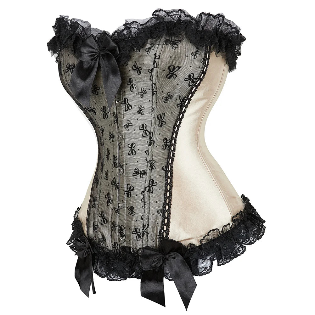 Lace-up floral corset top worn styled outfit