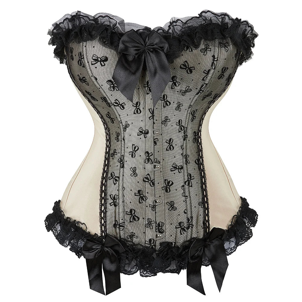 Lace-up floral corset top worn styled outfit