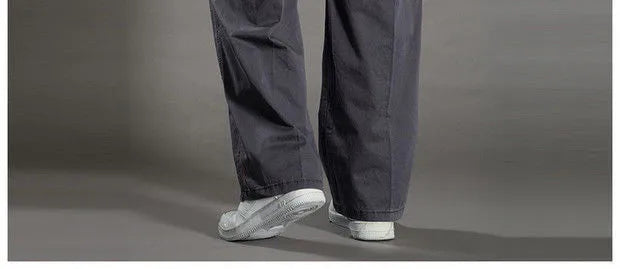 Cotton cargo pants front view taupe