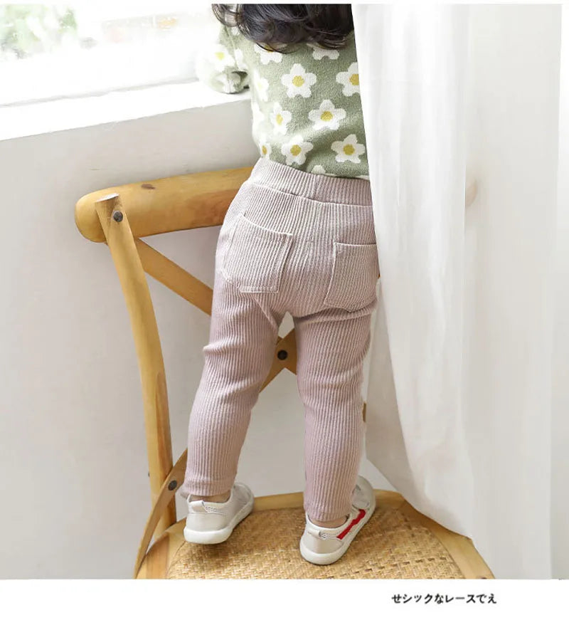 Kids cotton leggings khaki color option