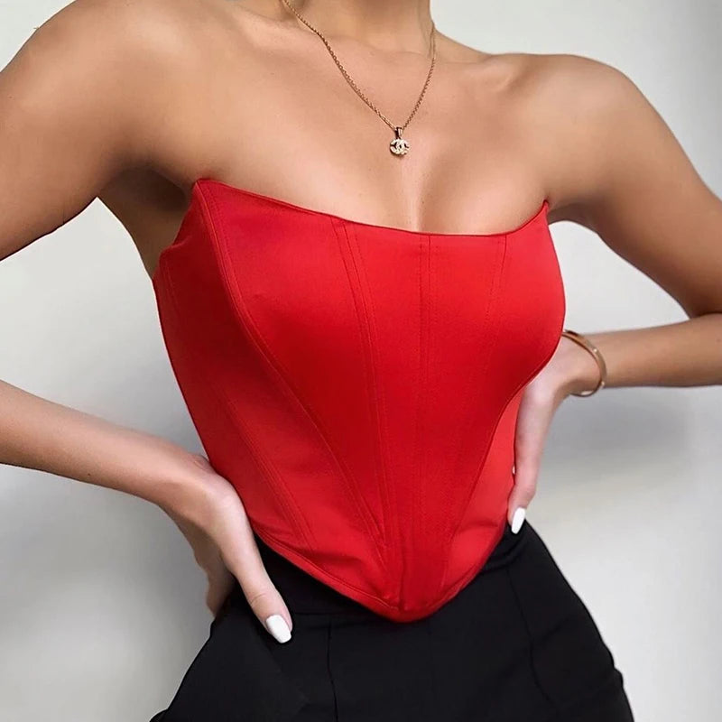 Corset crop top front view black