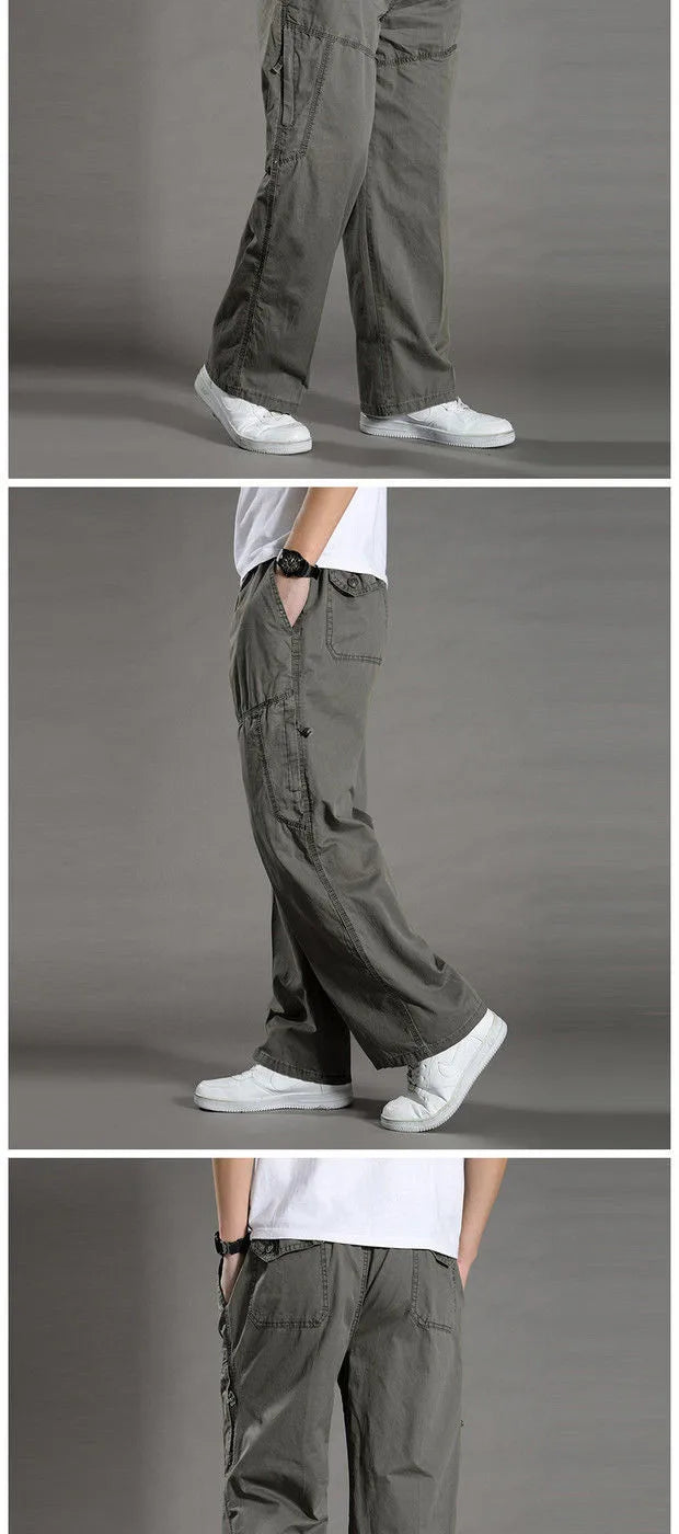 Cotton cargo pants front view taupe