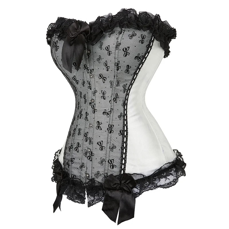 Lace-up floral corset top worn styled outfit