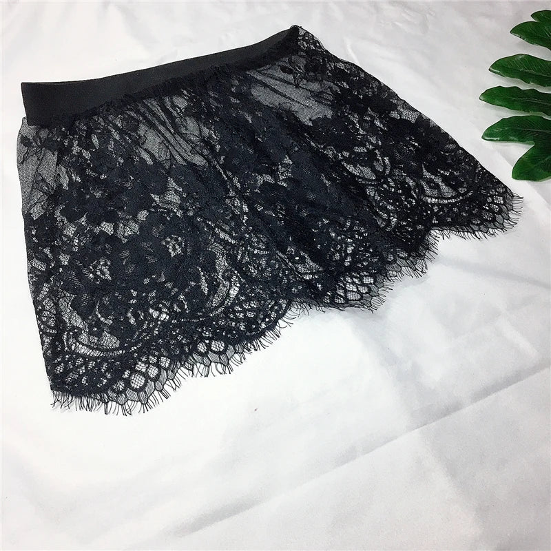 Lace mesh mini skirt white color option
