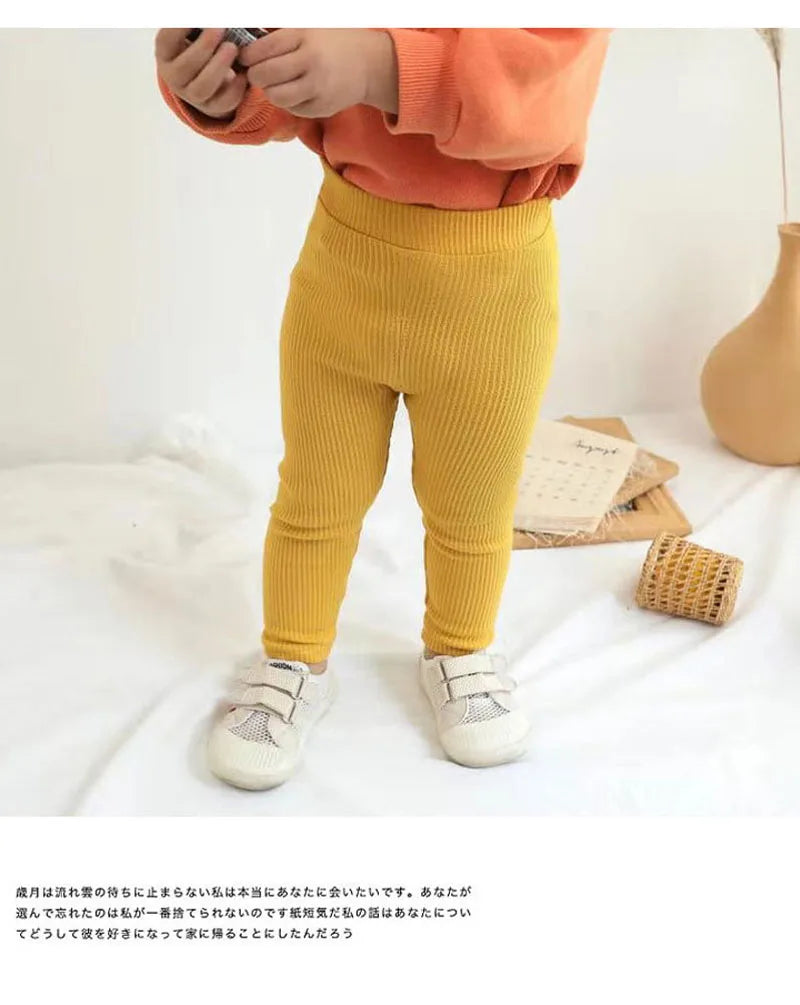 Kids cotton leggings khaki color option