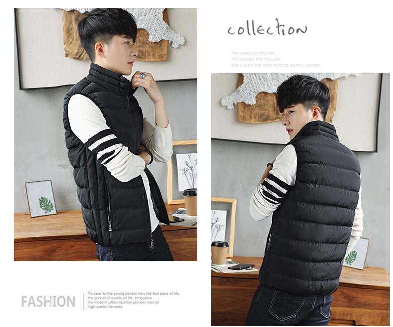 Windproof down vest front view black