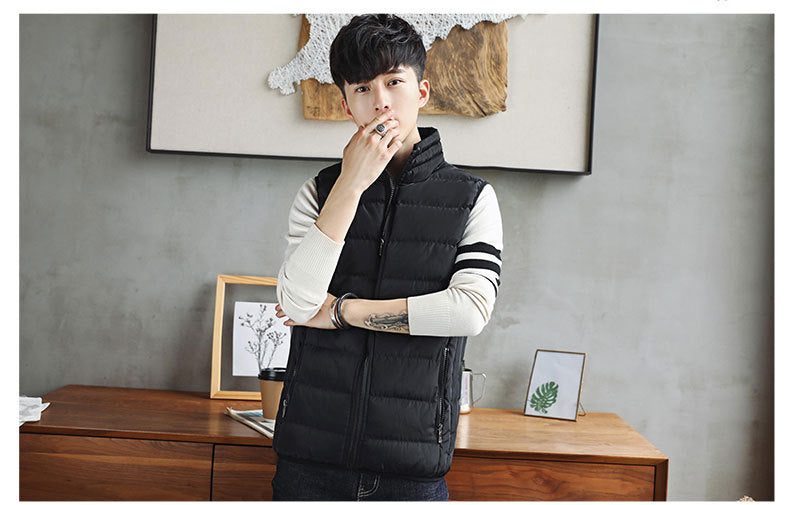Windproof down vest front view black