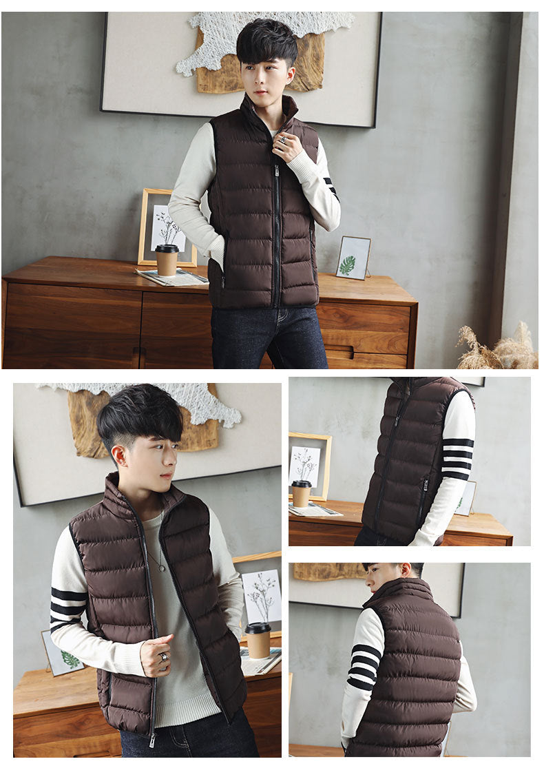 Windproof down vest front view black