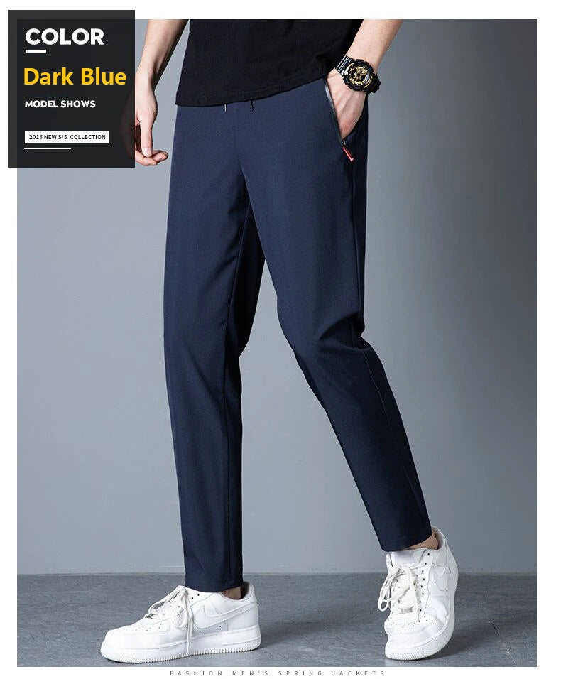 Slim fit jogger pants front view grey