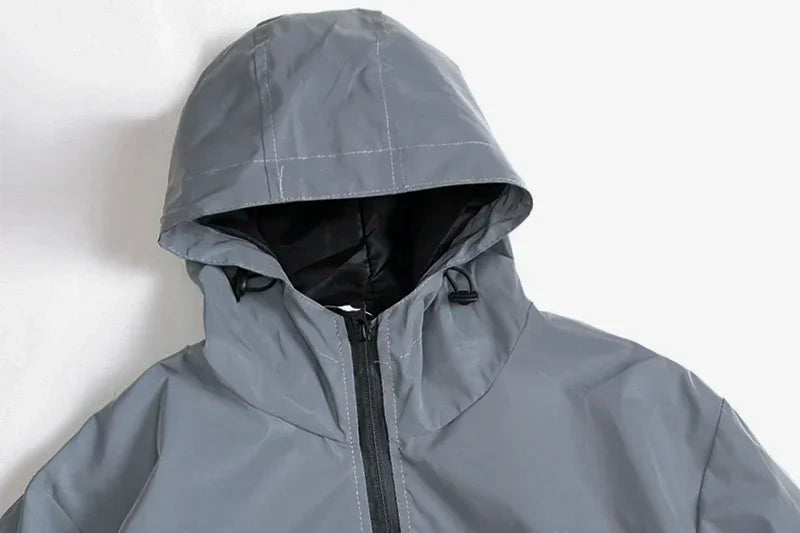 Reflective luminous jacket front view gray